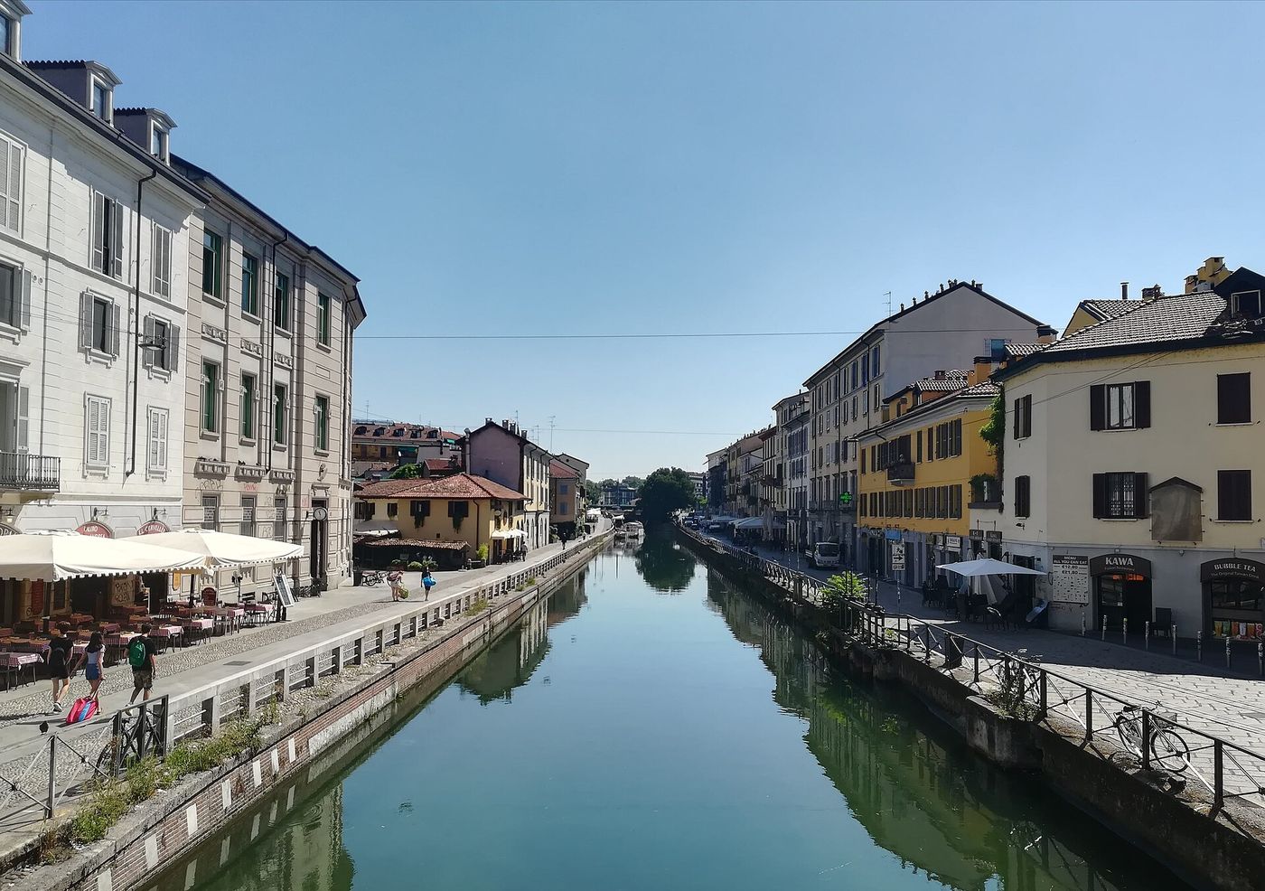 The Navigli canal district in Milan at dusk