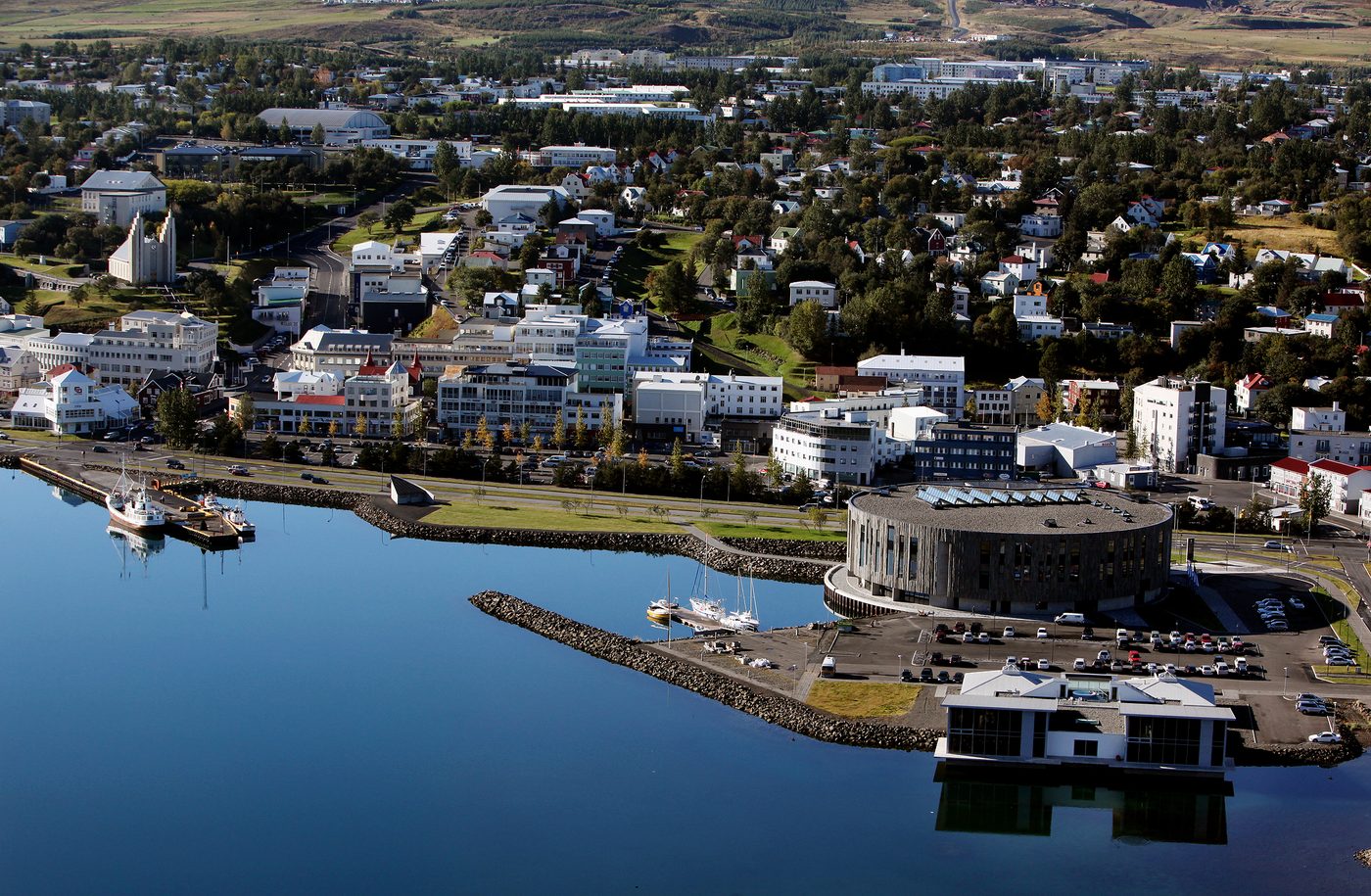 Akureyri town at the head of Eyjafjordur