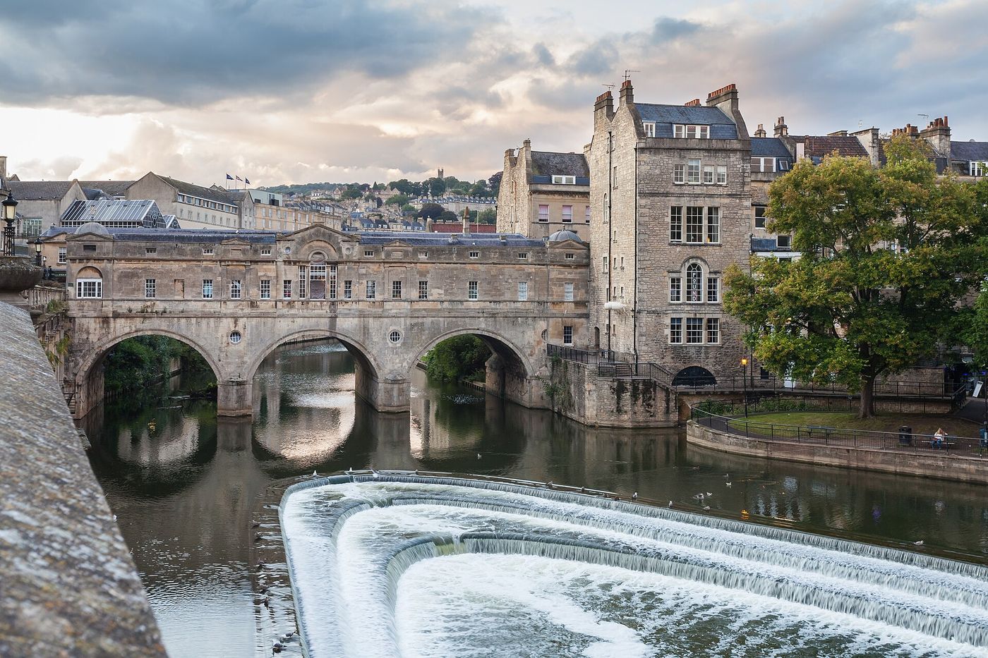 Pulteney Bridge and the weir on the River Avon in Bath