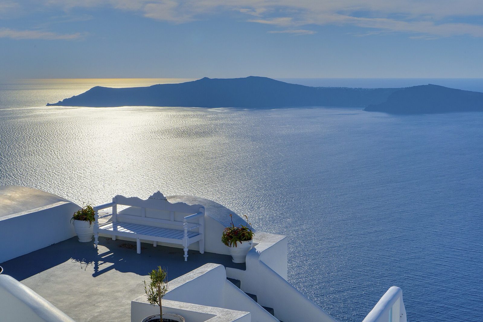 Santorini caldera village above the sea