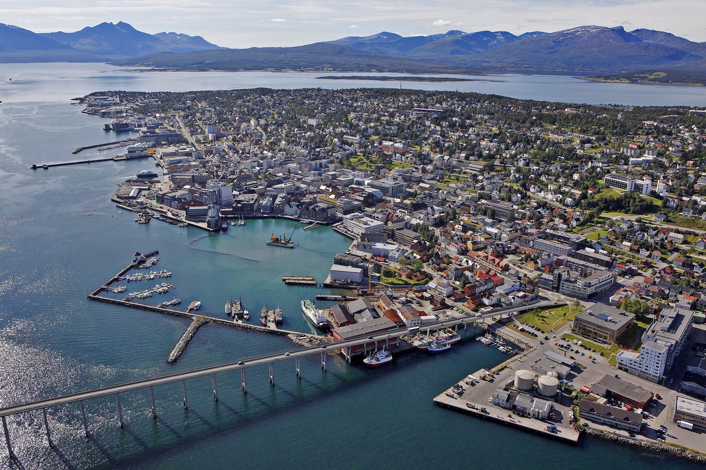 Tromso city and bridge under Arctic light