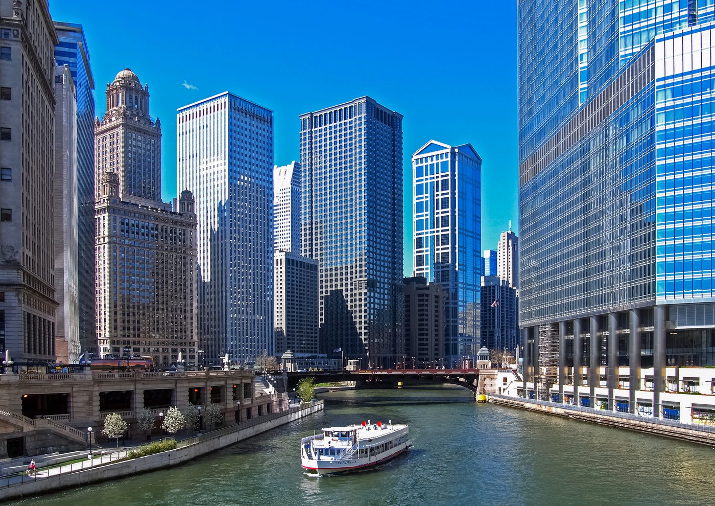 The Chicago skyline seen across Lake Michigan