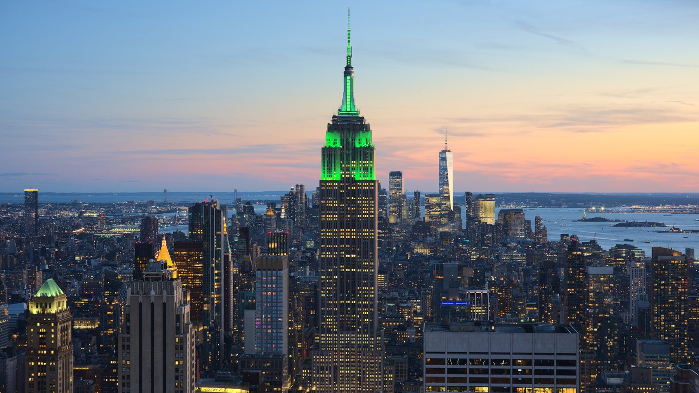 Manhattan skyline at dusk