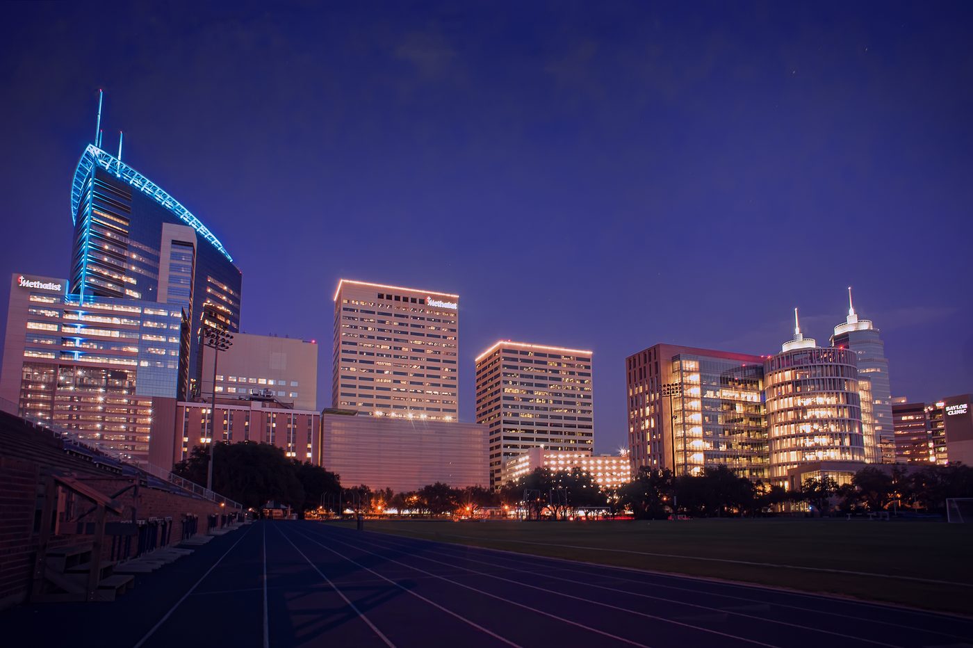Downtown Houston skyline at dusk