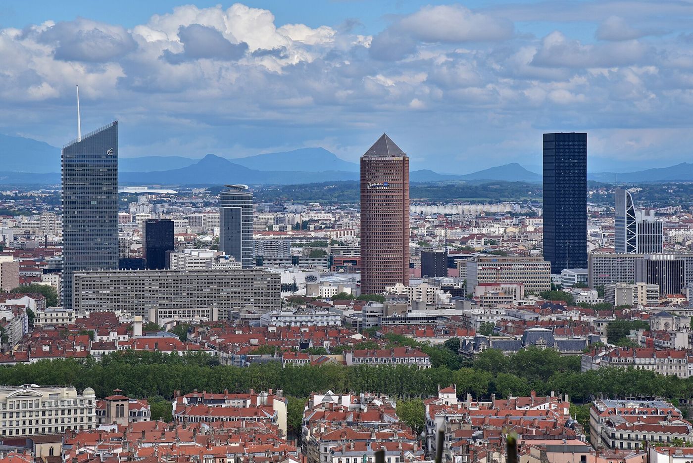 The Saone river and Fourviere hill in Lyon