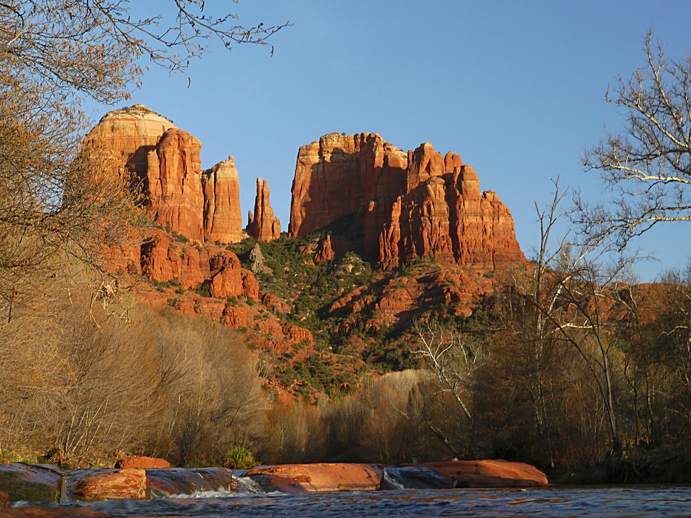 Red rock formations glowing at sunset in Sedona, Arizona