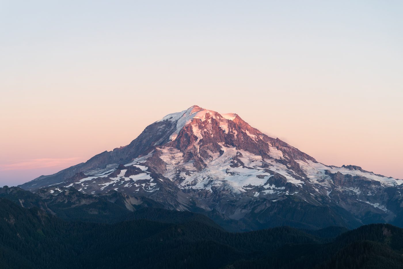 Mount Rainier rising above alpine meadows in Washington State